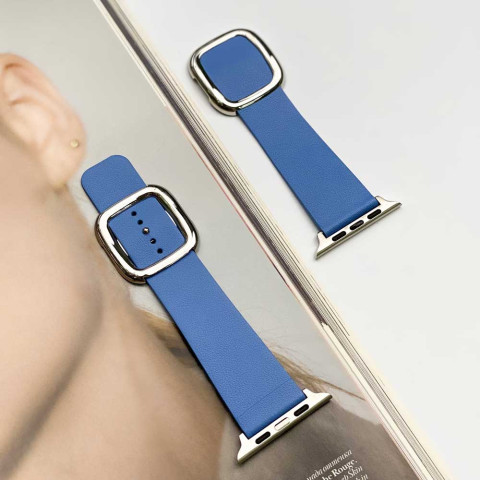 Кожаный ремешок Modern Buckle Leather для Apple Watch 38/40/41mm Silver/Cape cod blue